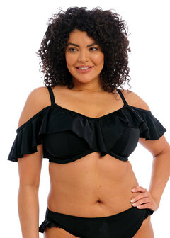 Elomi Plain sailing black Uw Bikini Top met roezel.