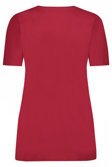 Plus Basics T-shirt met V-hals Ruby red