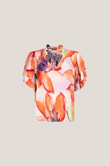 Blouse multicolor Jansen Amsterdam met korte mouwen.