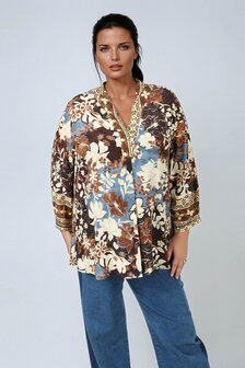 Jean Marc Philippe blouse blauw/bruin tinten