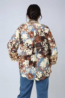 Jean Marc Philippe blouse blauw/bruin tinten