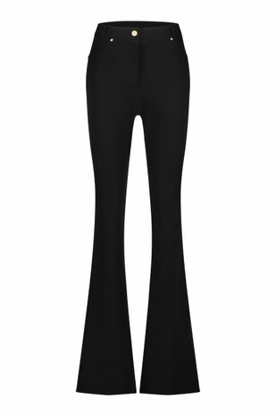 Pantalon met flared fit in het zwart.