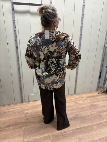 Jean Marc Philippe blouse blauw/bruin tinten