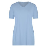 T-shirt met V-hals van Plus Basics in light blue.