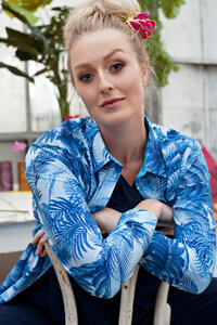 Plus Basics lange blouse Hawaii