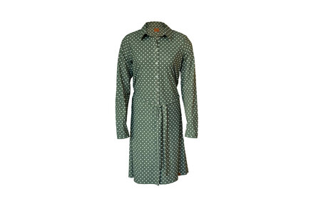 Blouse Flashy Long dark green with dots.