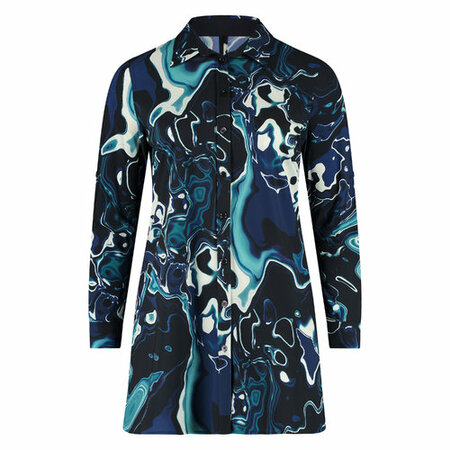 Blouse long LS blue stone