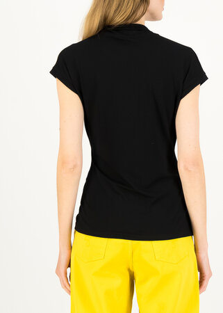 T-shirt met kap mouw en V-hals van Blutsgeschwister in het zwart.