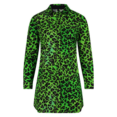 Blouse lang Plus Basics Lime Leopard