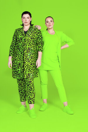Blouse lang Plus Basics Lime Leopard