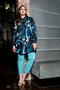 Blouse long LS blue stone