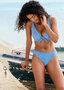 Beach hut high waist bikini broekje in zwart of blauw.